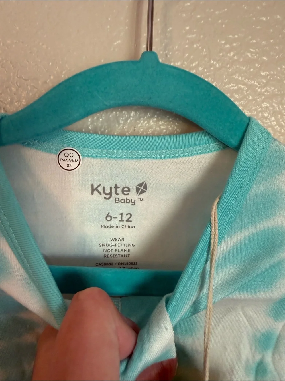 Kyte BABY Aqua Tie-Dye Zip Front Footed One-Piece